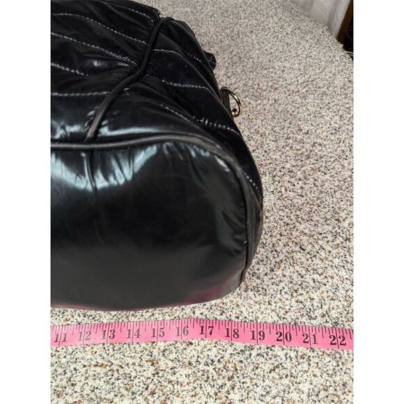 Steve Madden Black Metallic Puffer Weekender Duffel Bag Unisex Travel - Picture 7 of 12